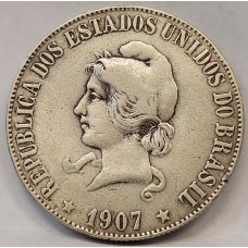 BRAZIL 1907 . TWO THOUSAND 2,000 REIS COIN